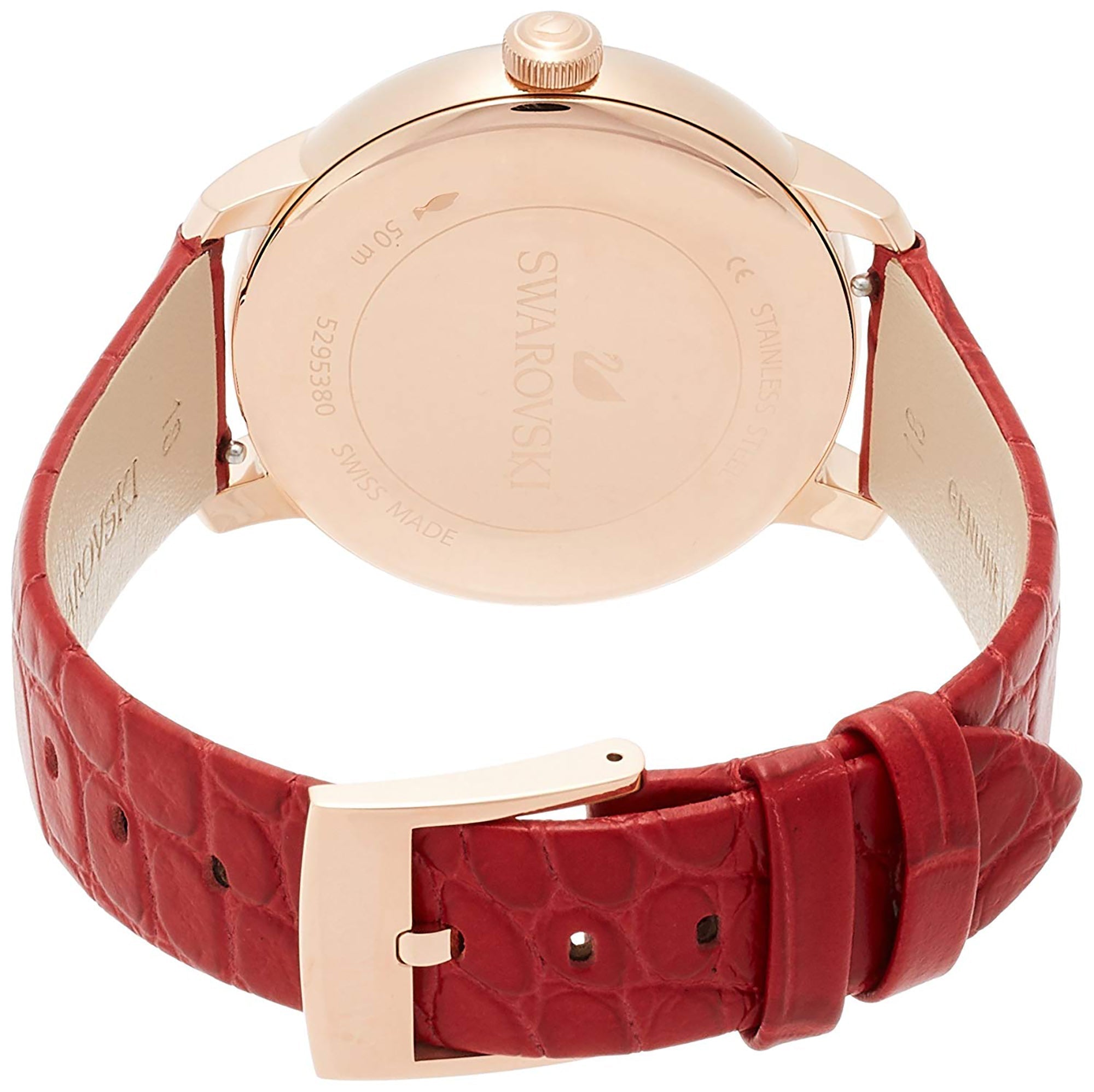 Swarovski Crystalline Hours Red Crystal Dial Red Leather Strap Watch for Women - 5295380 Watches Swarovski   