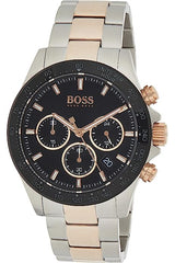 Hugo Boss Here Chronograph Black Dial Two Tone Steel Strap Watch for Men - 1513757 Watches Hugo Boss   