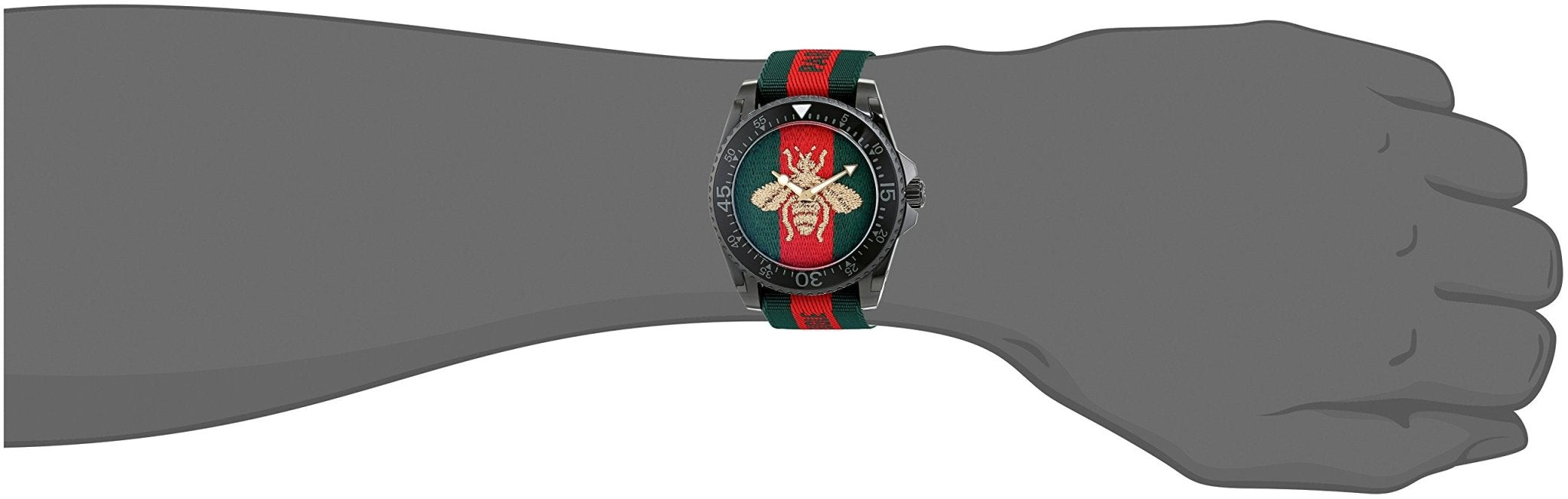 Gucci Dive Green & Red Dial Green & Red Nylon Strap Watch For Men - YA136216 Watches Gucci   