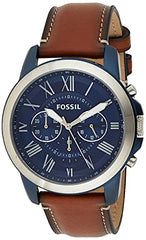 Fossil Grant Chronograph Blue Dial Brown Leather Strap Watch for Men - FS5151 Watches Fossil   