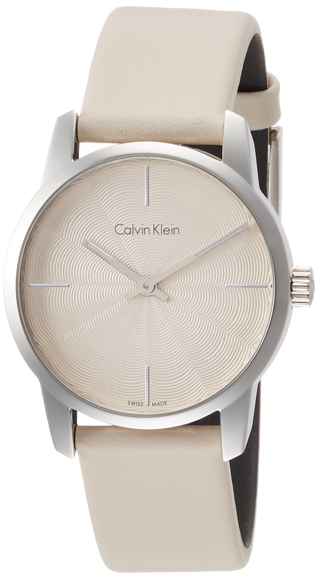 Calvin Klein City White Dial White Leather Strap Watch for Women - K2G231XH Watches Calvin Klein   