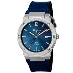 Salvatore Ferragamo F-80 Classics Blue Dial Blue Leather Strap Watch for Men - SFDT00719 Watches Salvatore Ferragamo   