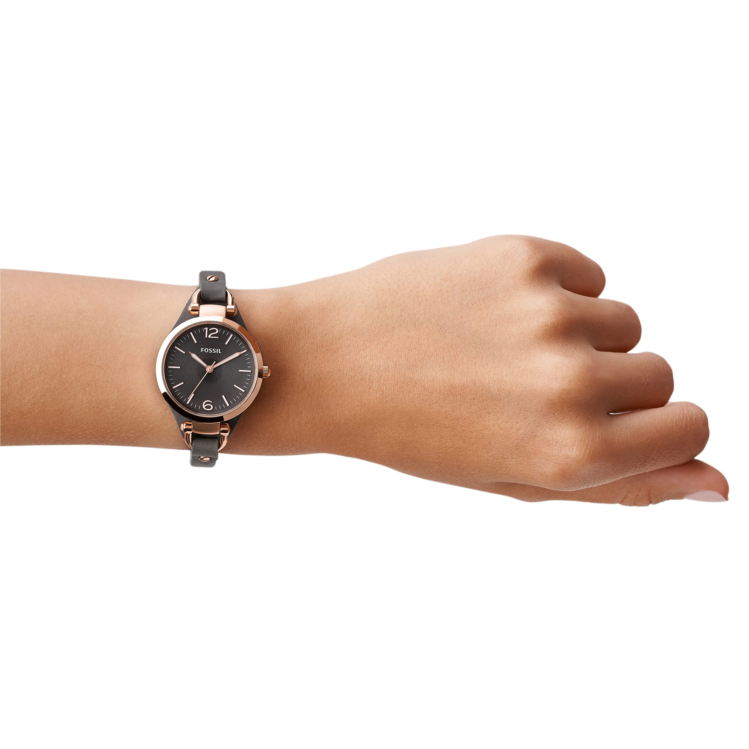 Fossil Georgia Smoke Grey Dial Grey Leather Strap Watch for Women - ES3077 Watches Fossil   