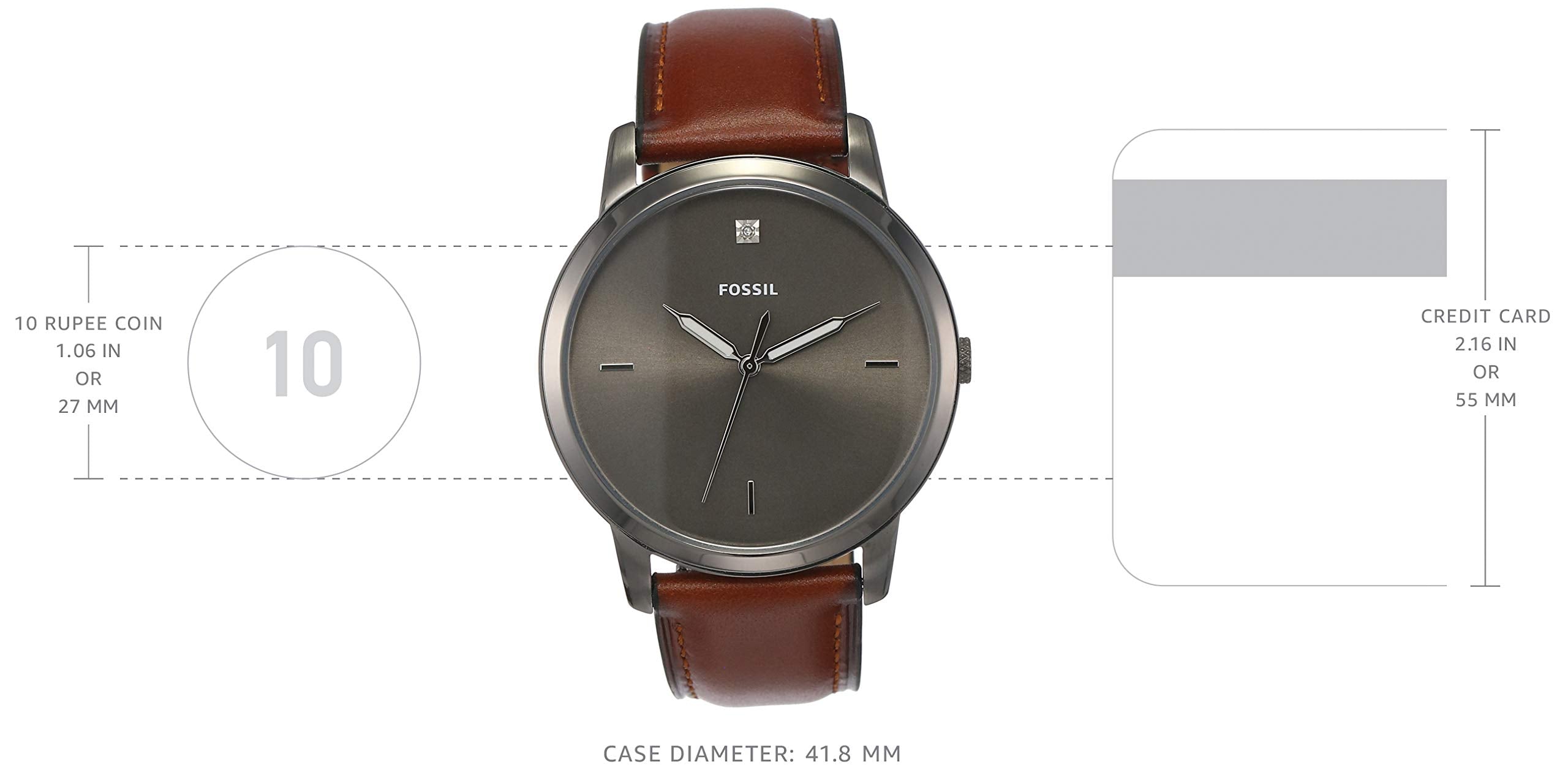 Fossil The Minimalist 3H Grey Dial Brown Leather Strap Watch for Men - FS5479 Watches Fossil   