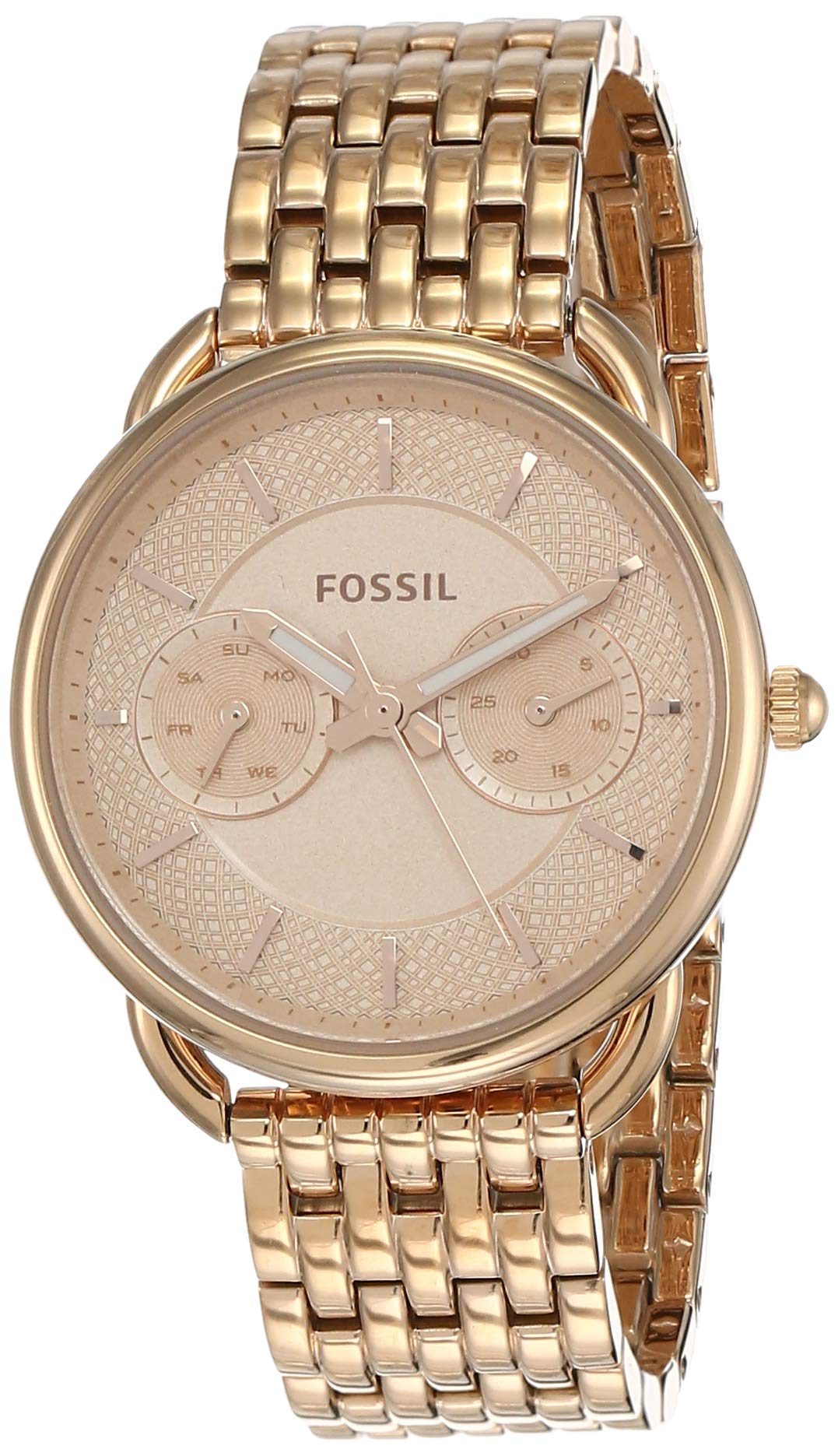 Fossil Tailor Rose Gold Dial Rose Gold Stainless Steel Strap Watch for Women - ES3713 Watches Fossil   