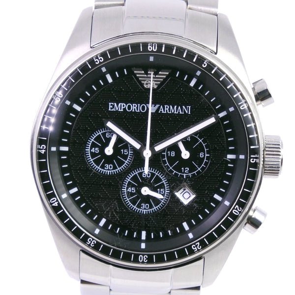 Emporio Armani Sportivo Chronograph Black Dial Silver Stainless Steel Watch For Men - AR0585 Watches Emporio Armani   