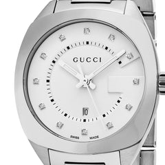 Gucci GG2570 Diamond White Dial Silver Steel Strap Watch For Women - YA142403 Watches Gucci   