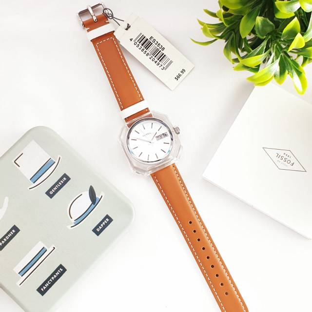 Fossil Candy White Dial Brown Leather Strap Watch for Women - ES3538 Watches Fossil   