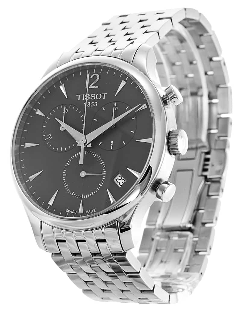 Tissot T Classic Tradition Chronograph Black Dial Silver Mesh Bracelet Watch For Men - T063.617.11.067.00 Watches Tissot   