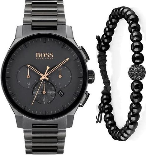 Hugo Boss Peak Black Dial Black Steel Strap Watch for Men - 1513814 Watches Hugo Boss   