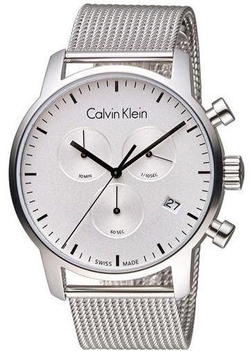 Calvin Klein City Chronograph White Dial Silver Mesh Bracelet Watch for Men - K2G27126 Watches Calvin Klein   