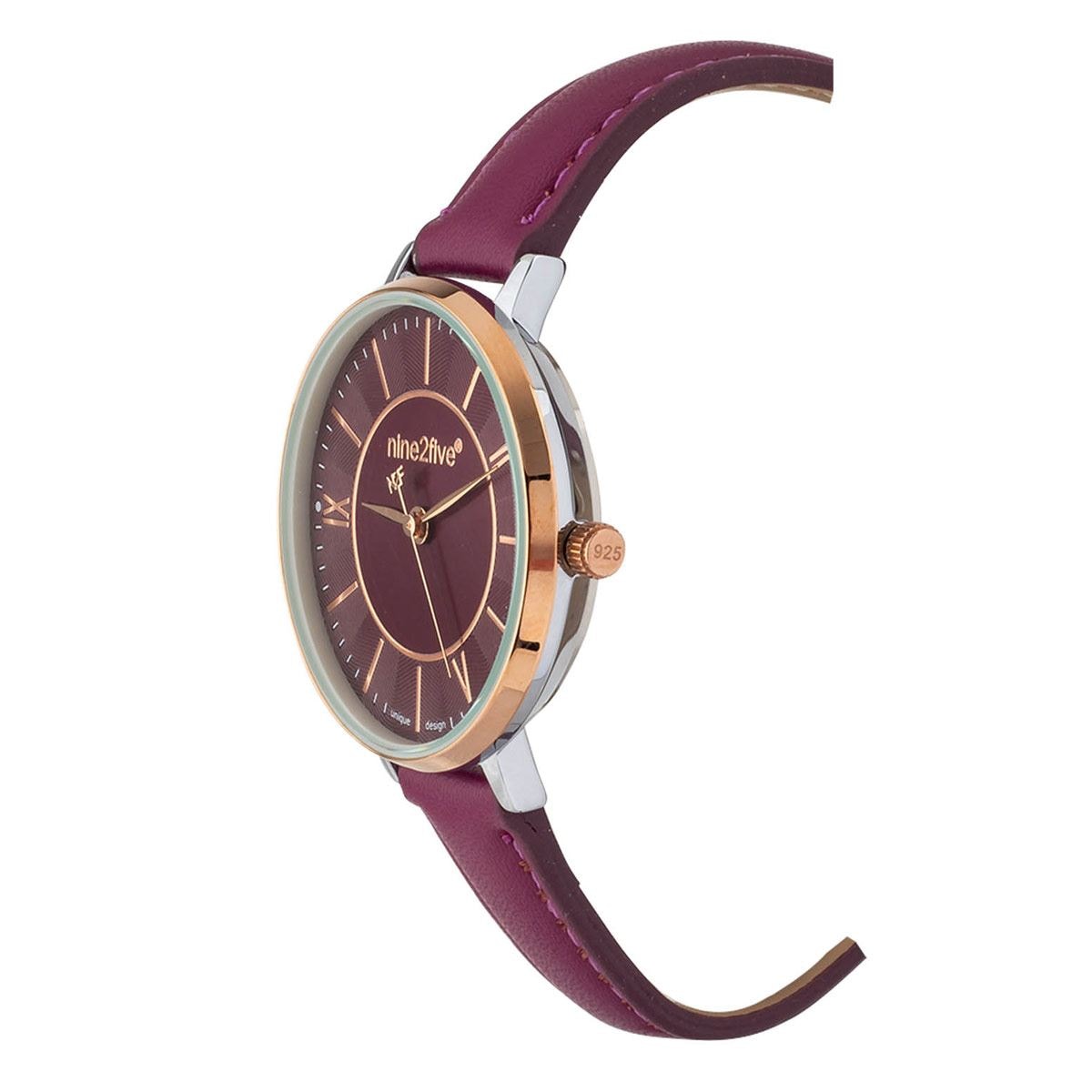 Fossil Jacqueline Burgundy Dial Burgundy Leather Strap Watch for Women  - ES4099 Watches Fossil   