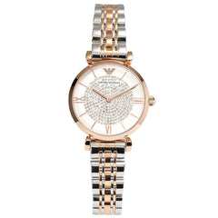 Emporio Armani Gianni T Bar White Dial Two Tone Stainless Steel Watch For Women - AR1926 Watches Emporio Armani   