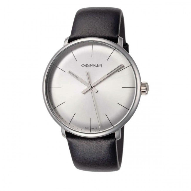 Calvin Klein High Noon Quartz White Dial Black Leather Strap Watch for Men - K8M211C6 Watches Calvin Klein   