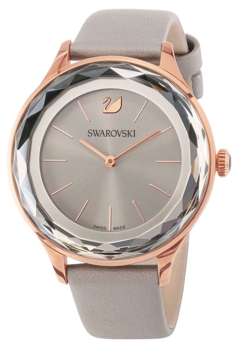 Swarovski Octea Nova Grey Dial Grey Leather Strap Watch for Women - 5295326 Watches Swarovski   