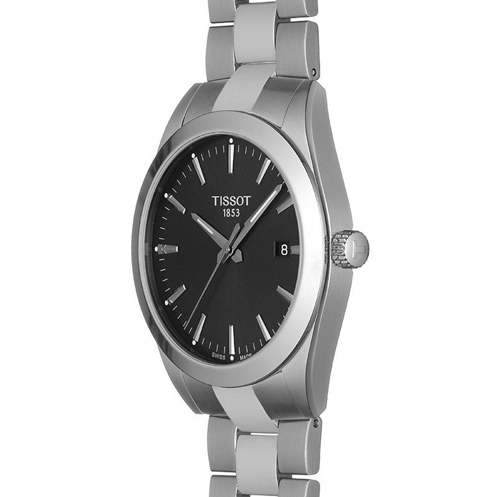 Tissot Gentleman Black Dial Silver Steel Strap Watch For Men - T127.410.11.051.00 Watches Tissot   