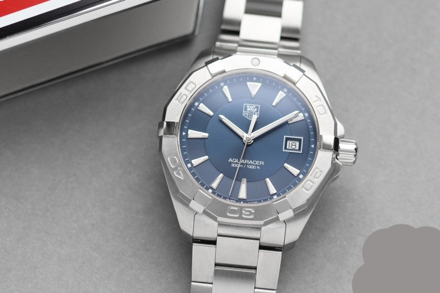 Tag Heuer Aquaracer 41mm Quartz Blue Dial Silver Steel Strap Watch for Men - WAY1112.BA0928 Watches Tag Heuer   