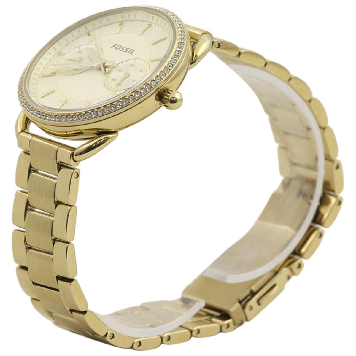 Fossil Tailor Gold Dial Gold Stainless Steel Strap Watch for Women - ES4263 Watches Fossil   