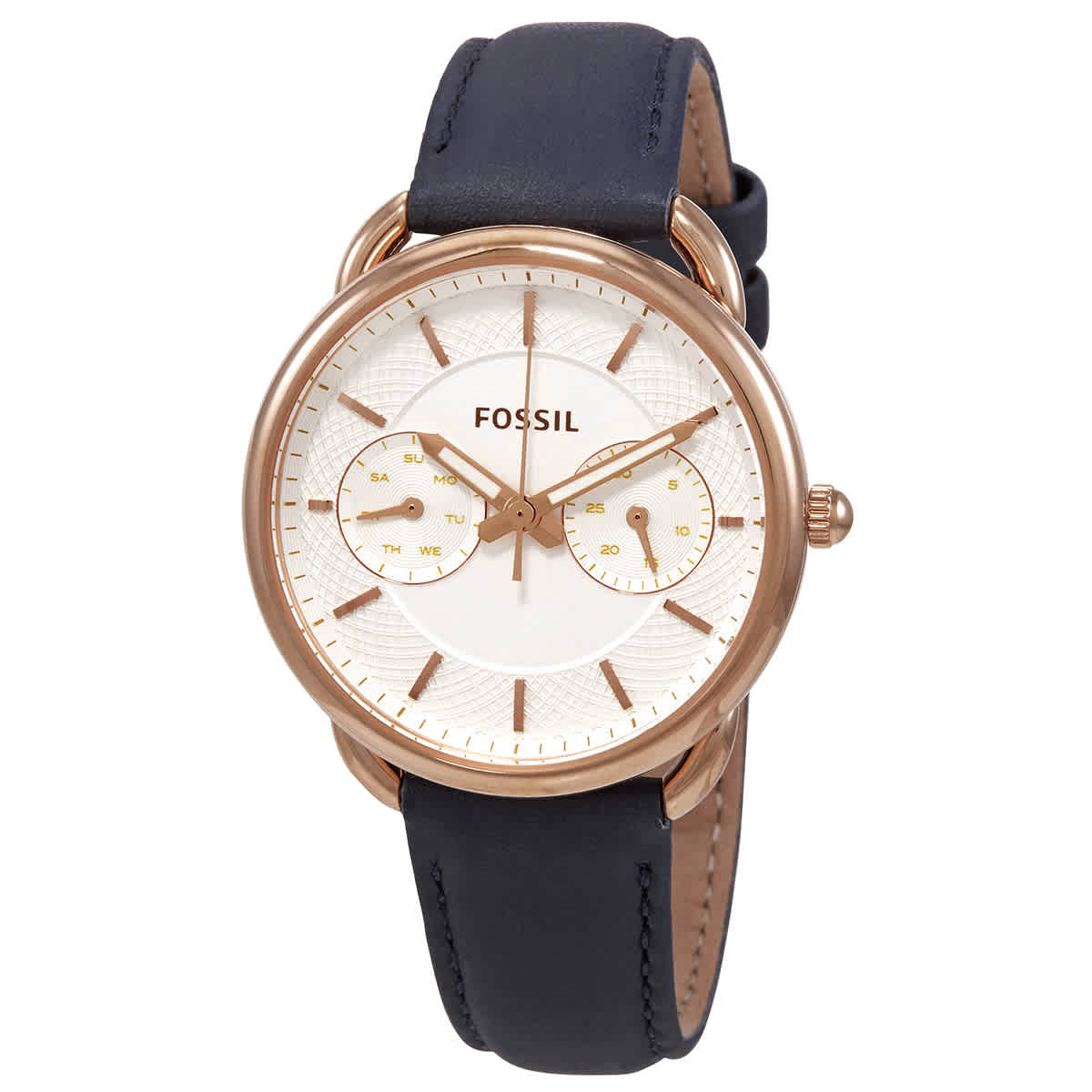 Fossil Tailor White Dial Blue Leather Strap Watch for Women - ES4260 Watches Fossil   