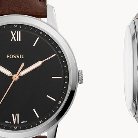 Fossil The Minimalist 3H Black Dial Brown Leather Strap Watch for Men - FS5464 Watches Fossil   