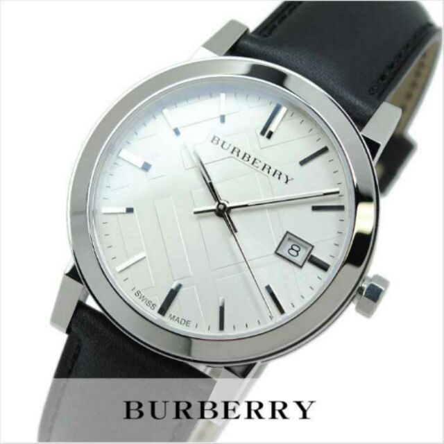Burberry The City White Dial Black Leather Strap Watch for Men - BU9008 Watches Burberry   