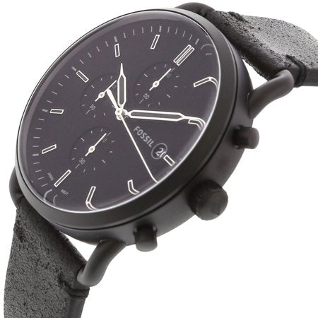 Fossil Commuter Black Dial Black Leather Strap Watch for for Men - FS5504 Watches Fossil   