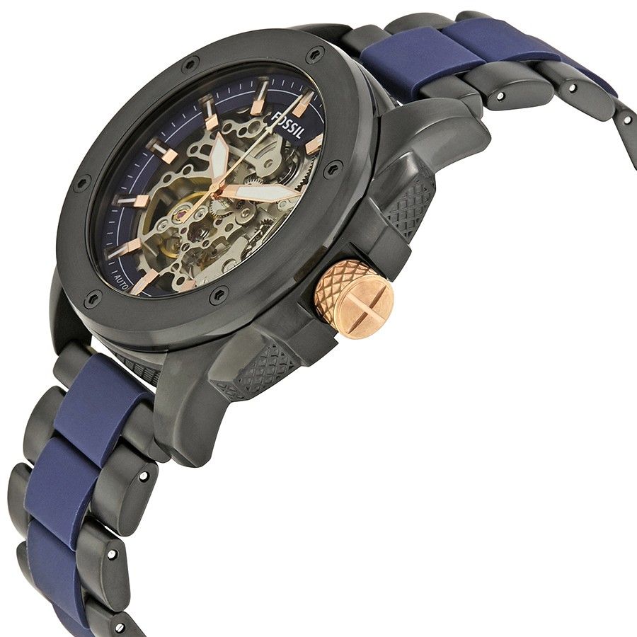 Fossil Modern Machine Automatic Skeleton Blue Dial Two Tone Steel Strap Watch for Men - ME3133 Watches Fossil   