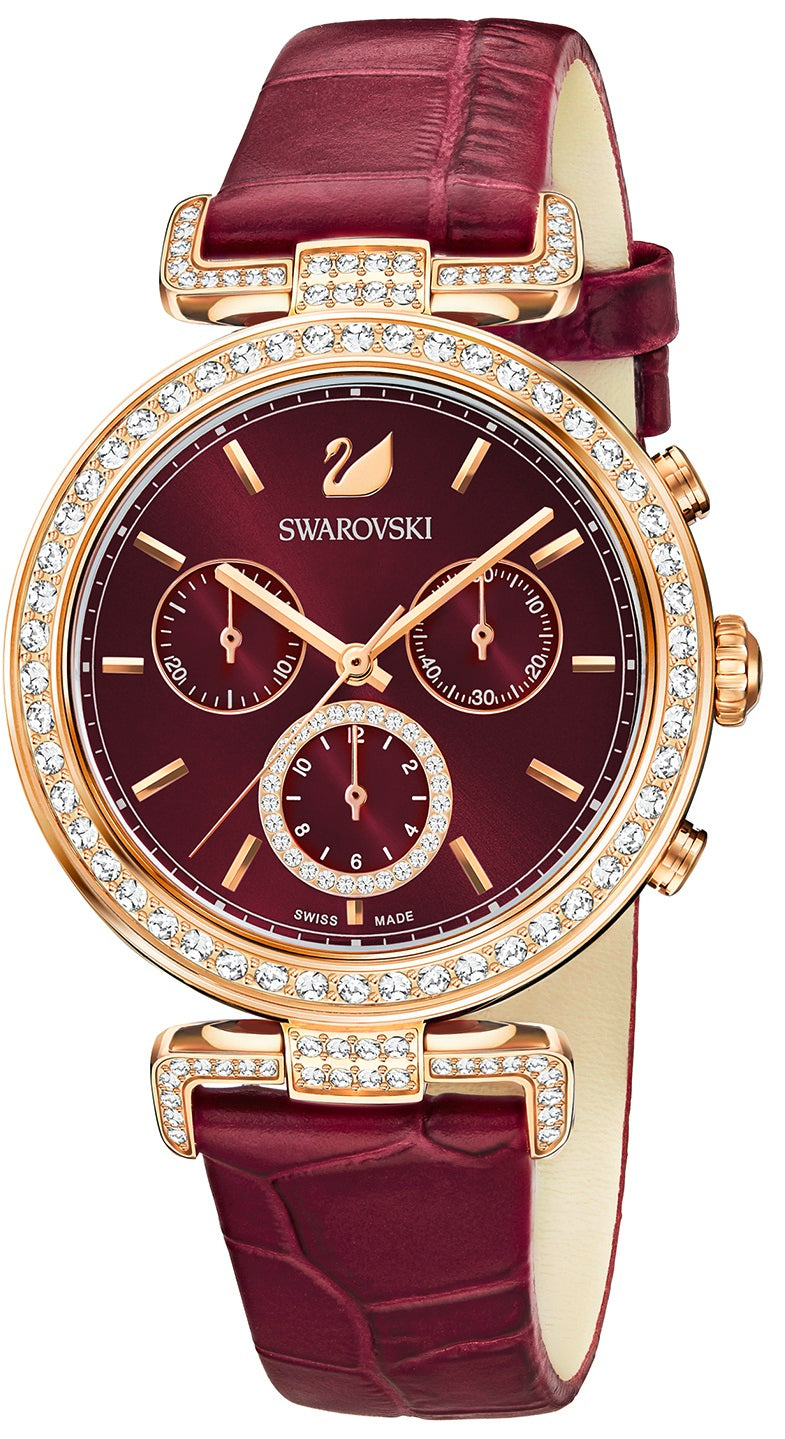 Swarovski Era Journey Red Dial Red Leather Strap Watch for Women - 5416701 Watches Swarovski   