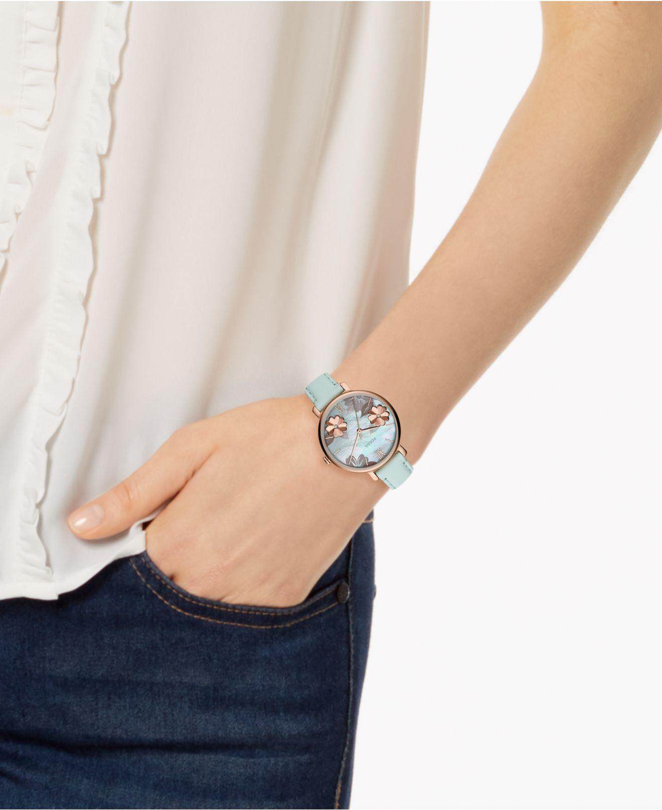 Fossil Jacqueline Multi Colored Dial Blue Leather Strap Watch for Women - ES4813 Watches Fossil   