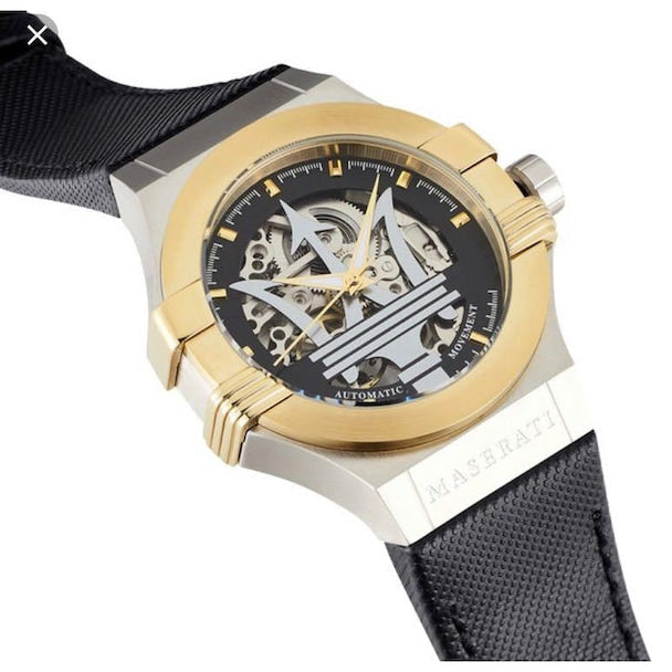 Maserati Potenza Automatic Skeleton Dial Black Strap Watch For Men - R8821108011 Watches Maserati   