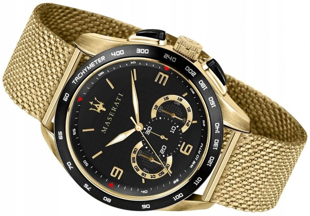 Maserati Traguardo 45mm Quartz Gold Black Dial Watch For Men - R8873612010 Watches Maserati   