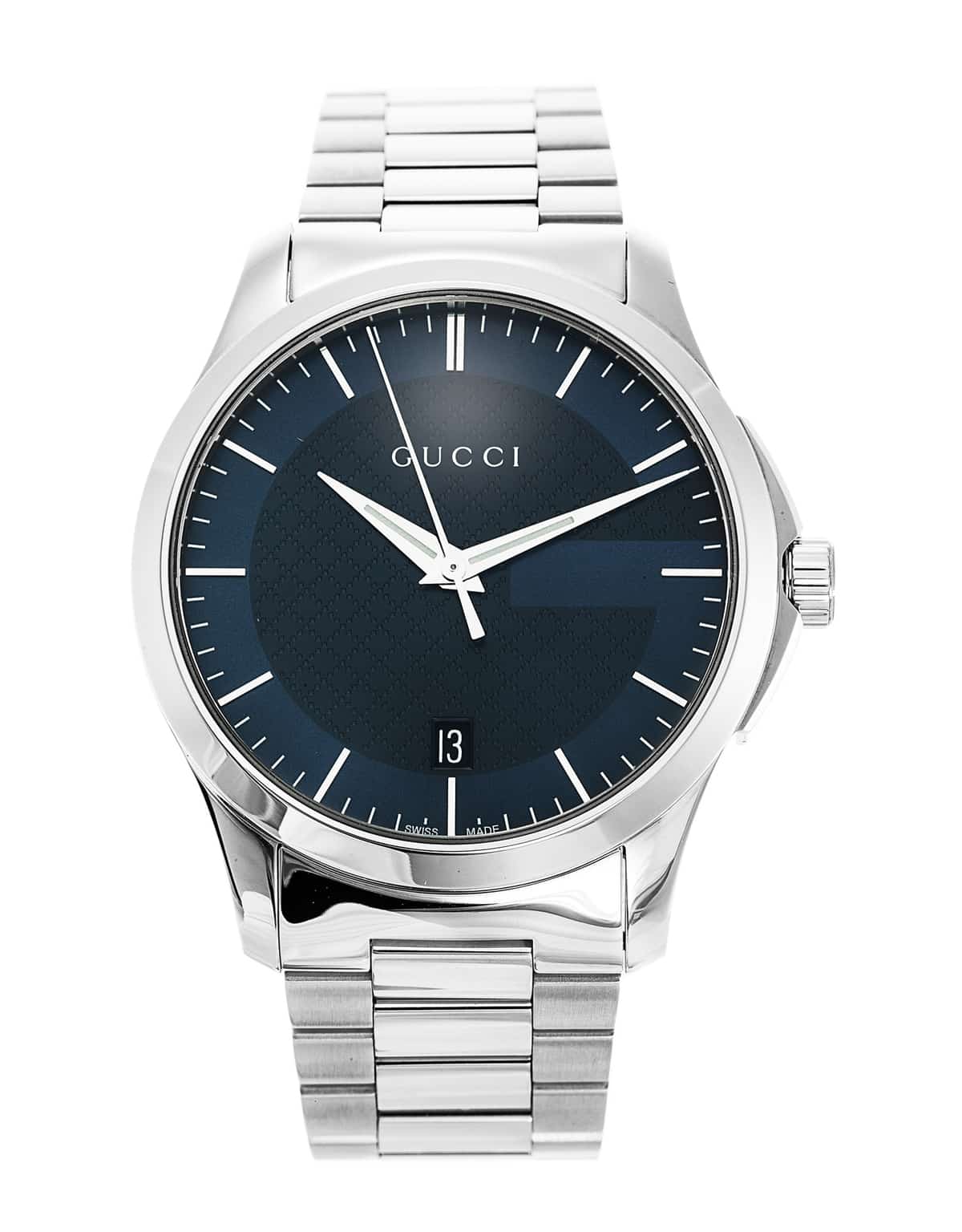 Gucci G Timeless Blue Dial Silver Steel Strap Watch For Men - YA126440 Watches Gucci   