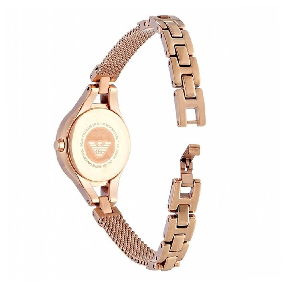 Emporio Armani Chiara Silver Dial Rose Gold Stainless Steel Watch For Women - AR7362 Watches Emporio Armani   