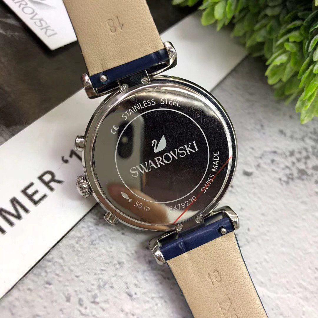 Swarovski Era Journey Blue Dial Blue Leather Strap Watch for Women - 5479239 Watches Swarovski   