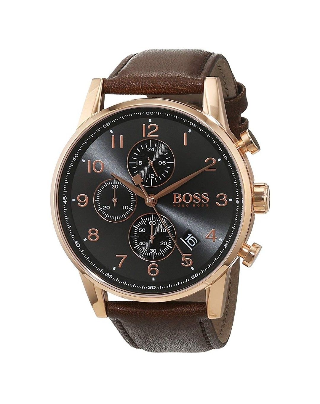 Hugo Boss Navigator Grey Dial Brown Leather Strap Watch for Men - 1513496 Watches Hugo Boss   