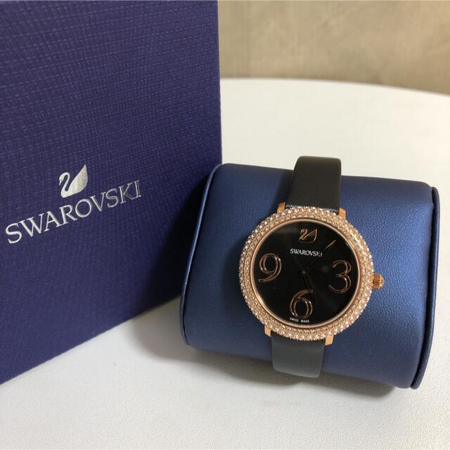 Swarovski Crystal Frost Black Dial Black Leather Strap Watch for Women - 5484058 Watches Swarovski   