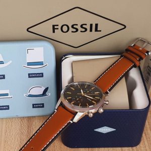 Fossil Townsman Chronograph Blue Dial Brown Leather Strap Watch for Men - FS5279 Watches Fossil   