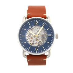 Fossil Commuter Automatic Skeleton Blue Dial Brown Leather Strap Watch for Men - ME3159 Watches Fossil   