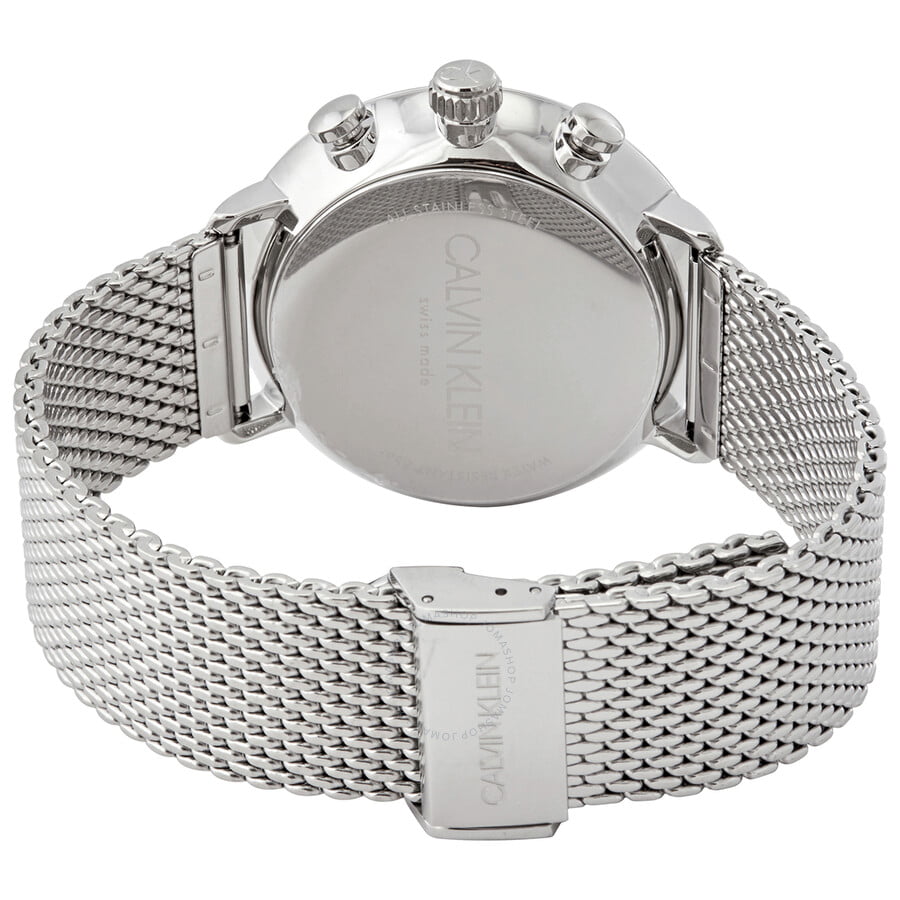 Calvin Klein High Noon Chronograph Blue Dial Silver Mesh Bracelet Watch for Men - K8M2712N Watches Calvin Klein   