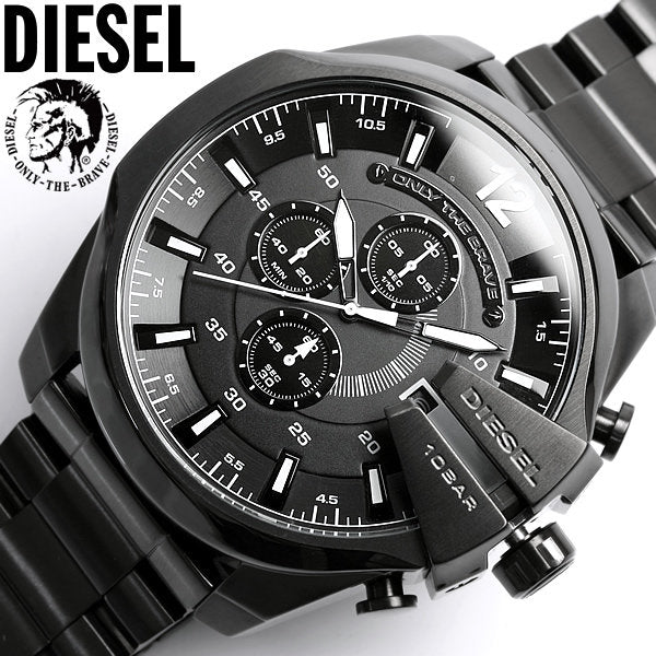 Diesel Mega Chief Chronograph Black Stainless Steel Watch For Men - DZ4283 Watches Diesel   