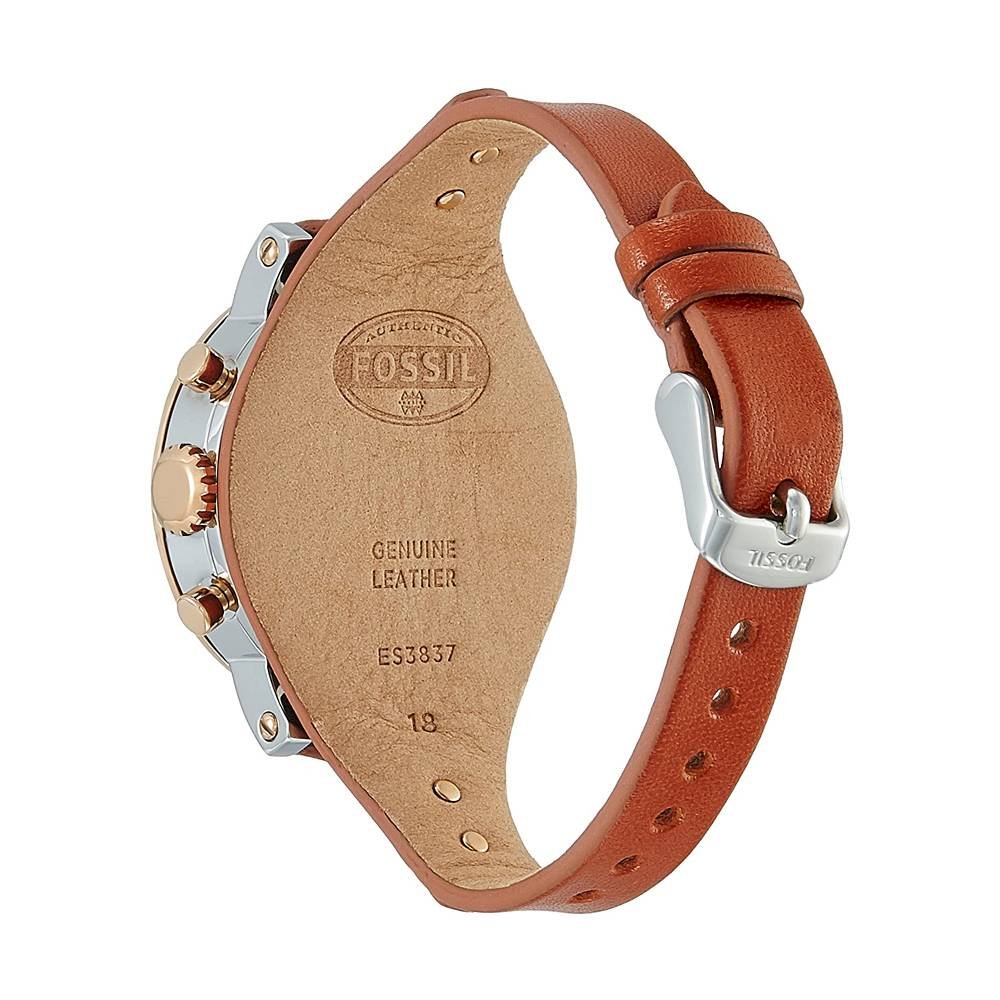 Fossil Boyfriend Chronograph White Dial Brown Leather Strap Watch for Women - ES3837 Watches Fossil   