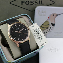 Fossil The Minimalist Black Dial Black Leather Strap Watch for Men - FS5376 Watches Fossil   