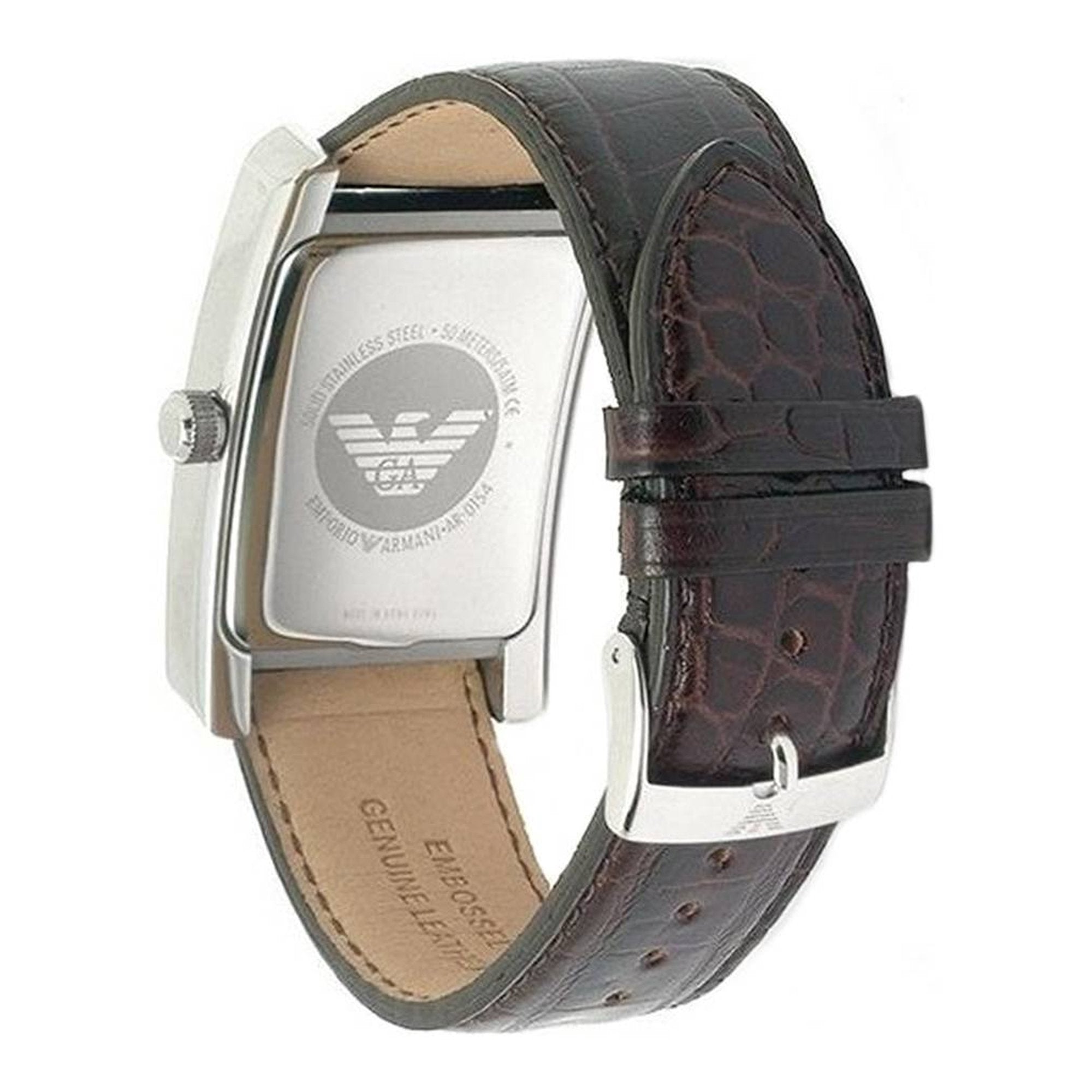 Emporio Armani Classic Beige Dial Brown Leather Strap Watch For Women - AR0155 Watches Emporio Armani   