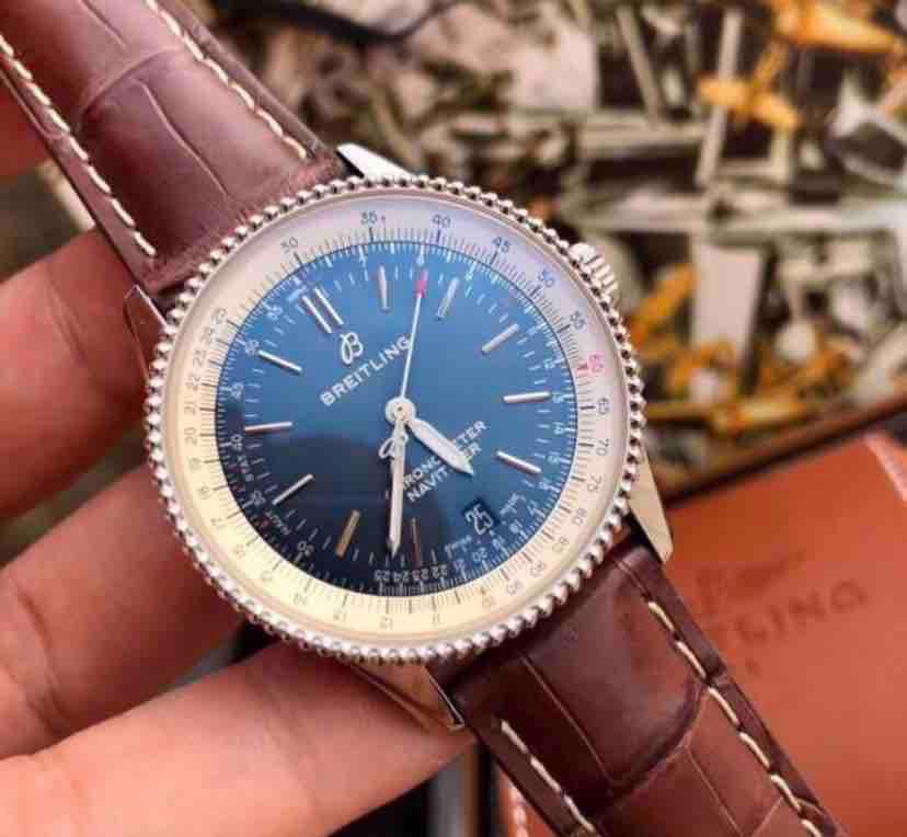 Breitling Navitimer Automatic 38mm Blue Dial Brown Leather Strap Mens Watch - A17325211C1P2 Watches Breitling   