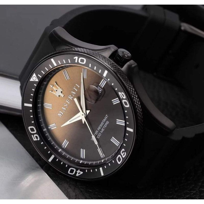 Maserati SFIDA Quartz Black Dial Black Rubber Strap Watch For Men - R8851140001 Watches Maserati   