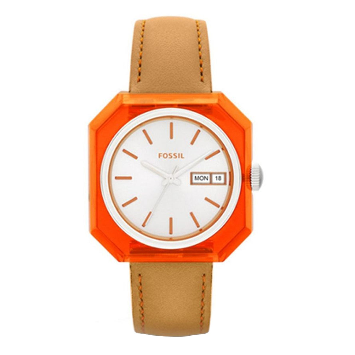 Fossil Candy White Dial Brown Leather Strap Watch for Women - ES3537 Watches Fossil   