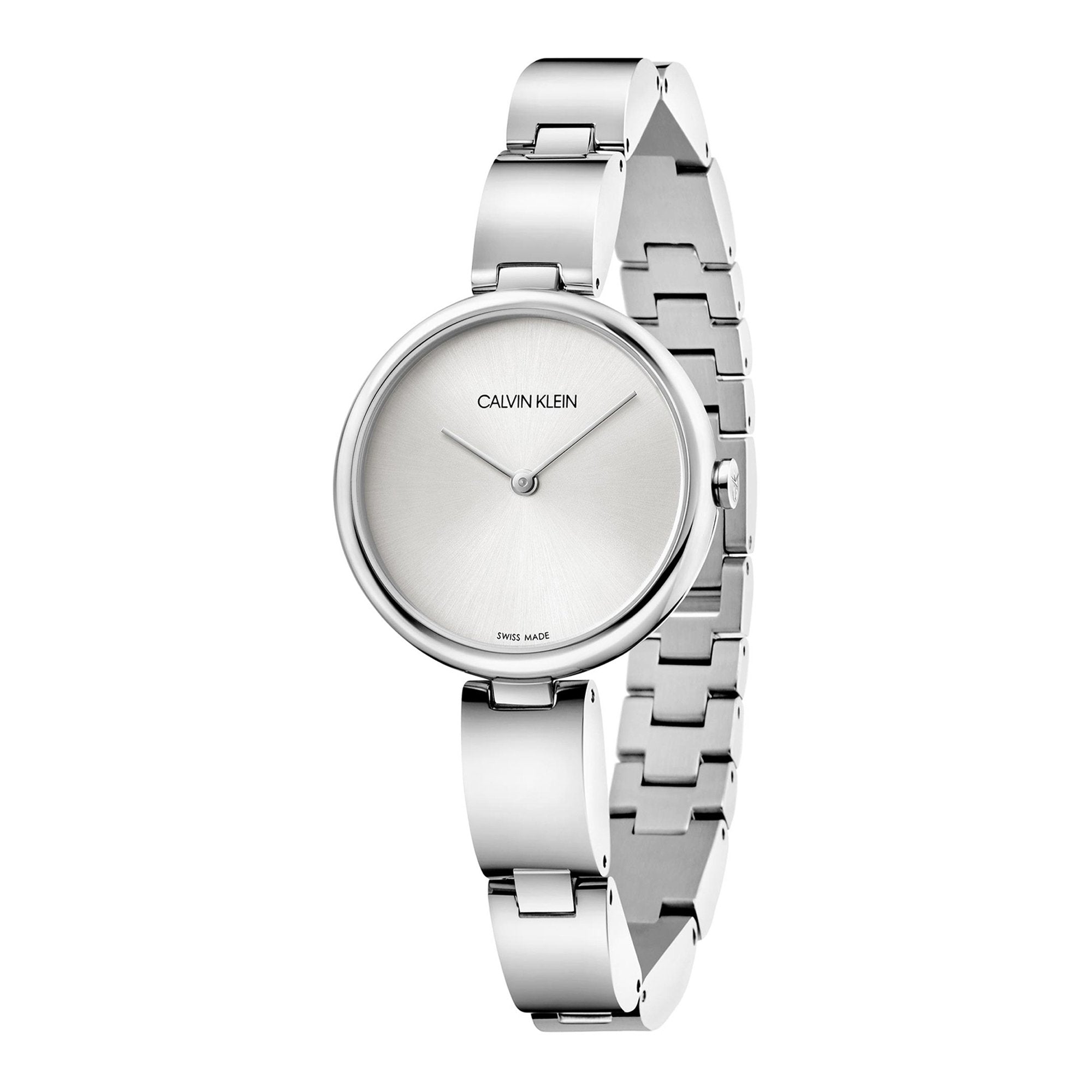 Calvin Klein Wavy Silver Dial Silver Steel Strap Watch for Women - K9U23146 Watches Calvin Klein   