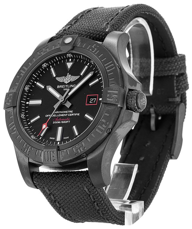 Breitling Avenger Blackbird 44mm Black Dial Black Nylon Strap Watch for Men - V1731110/BD74/109W/M20BASA.1 Watches Breitling   