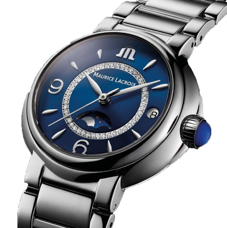 Maurice Lacroix Fiaba Moonphase Blue Dial Silver Steel Strap Watch for Women - FA1084-SS002-420-1 Watches Maurice Lacroix   