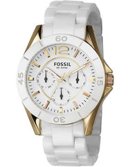 Fossil Ceramic Multifunction White Dial White Steel Strap Watch for Women - CE1006 Watches Fossil   